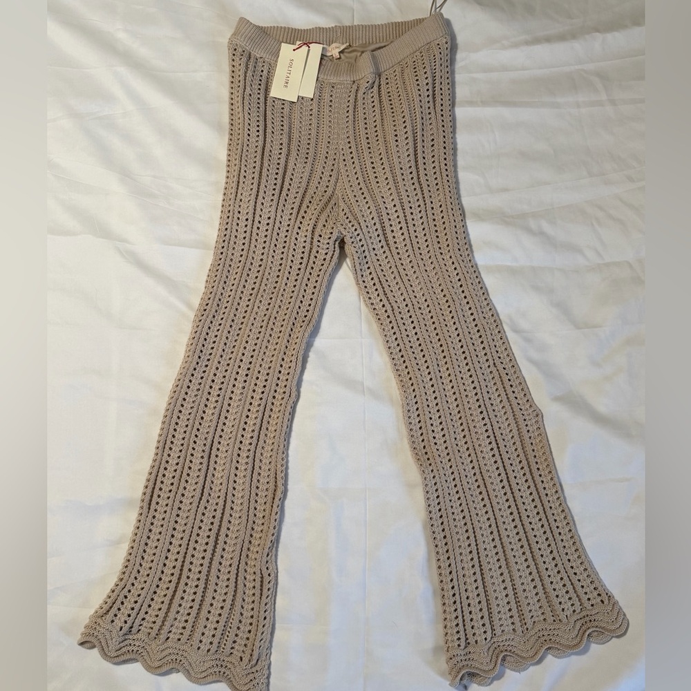 Solitaire Beige Crochet Flare Pants